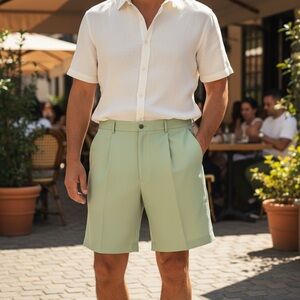 ALAN FLUSSER GOLF ☆ Flat Front Casual Performance Chino Shorts